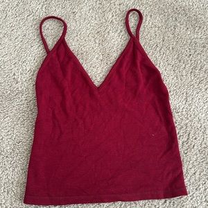 brandy melville marroon v neck crop top